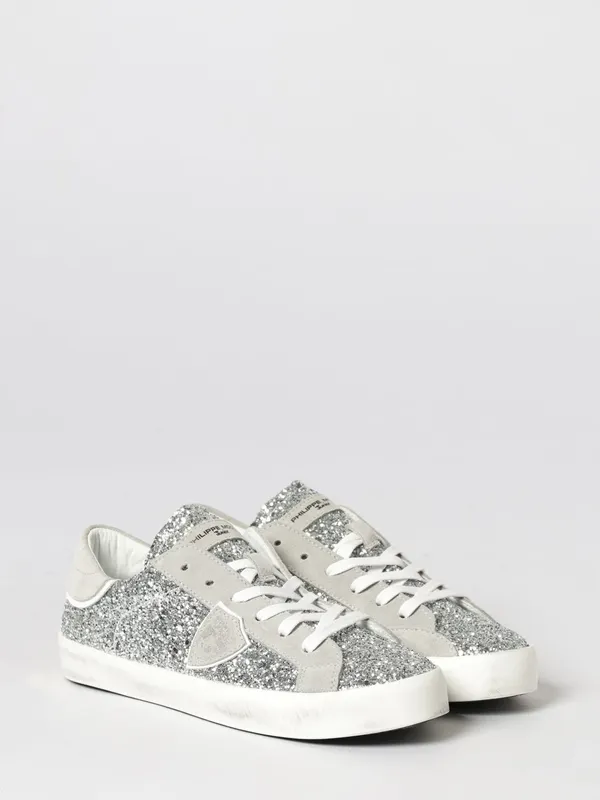 Philippe Model Suede and Glitter Sneakers Silver (8332101)