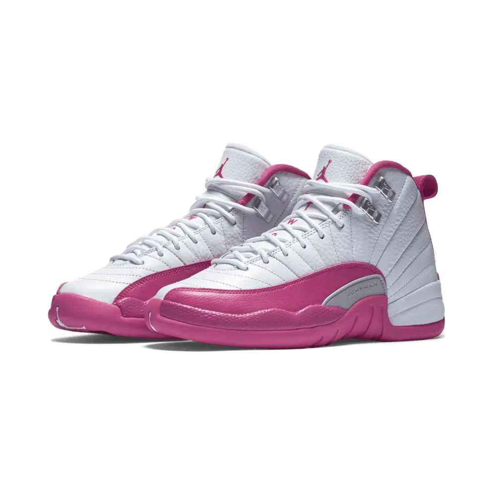 Jordan 12 Retro Dynamic Pink (GS) White/Vivid Pink-Metallic Silver (510815-109)