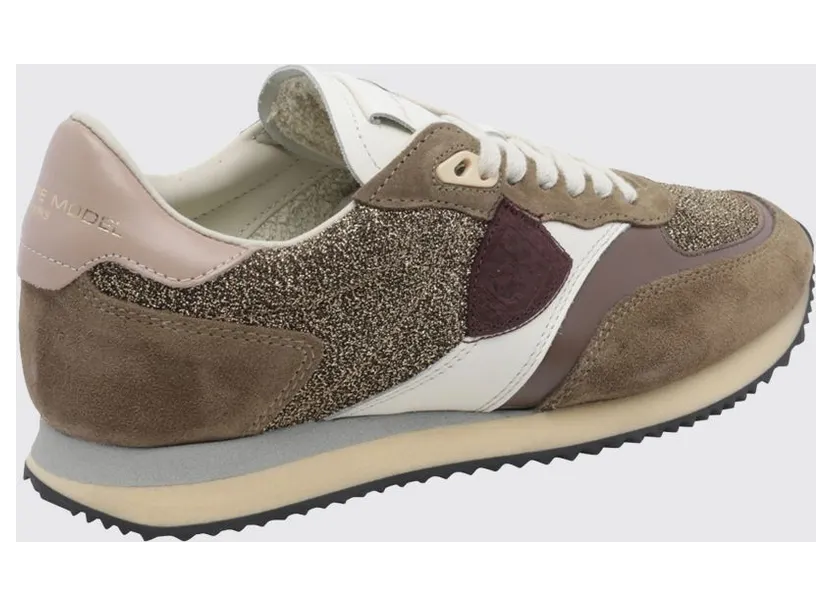 Philippe Model Blville Low-Top Sneakers in Suede and Lurex with Serrated Sole Brown (BVLDGR06) (2)