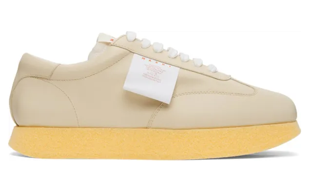 Marni White and Beige Leather Light Sneakers (SNZW010502P3746)