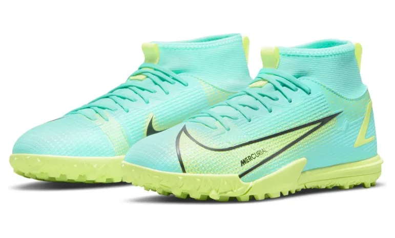 Nike Jr. Mercurial Superfly 8 Academy TF Fußballschuh für Kunstrasen für jüngere/ältere Blau (CV0789-403)