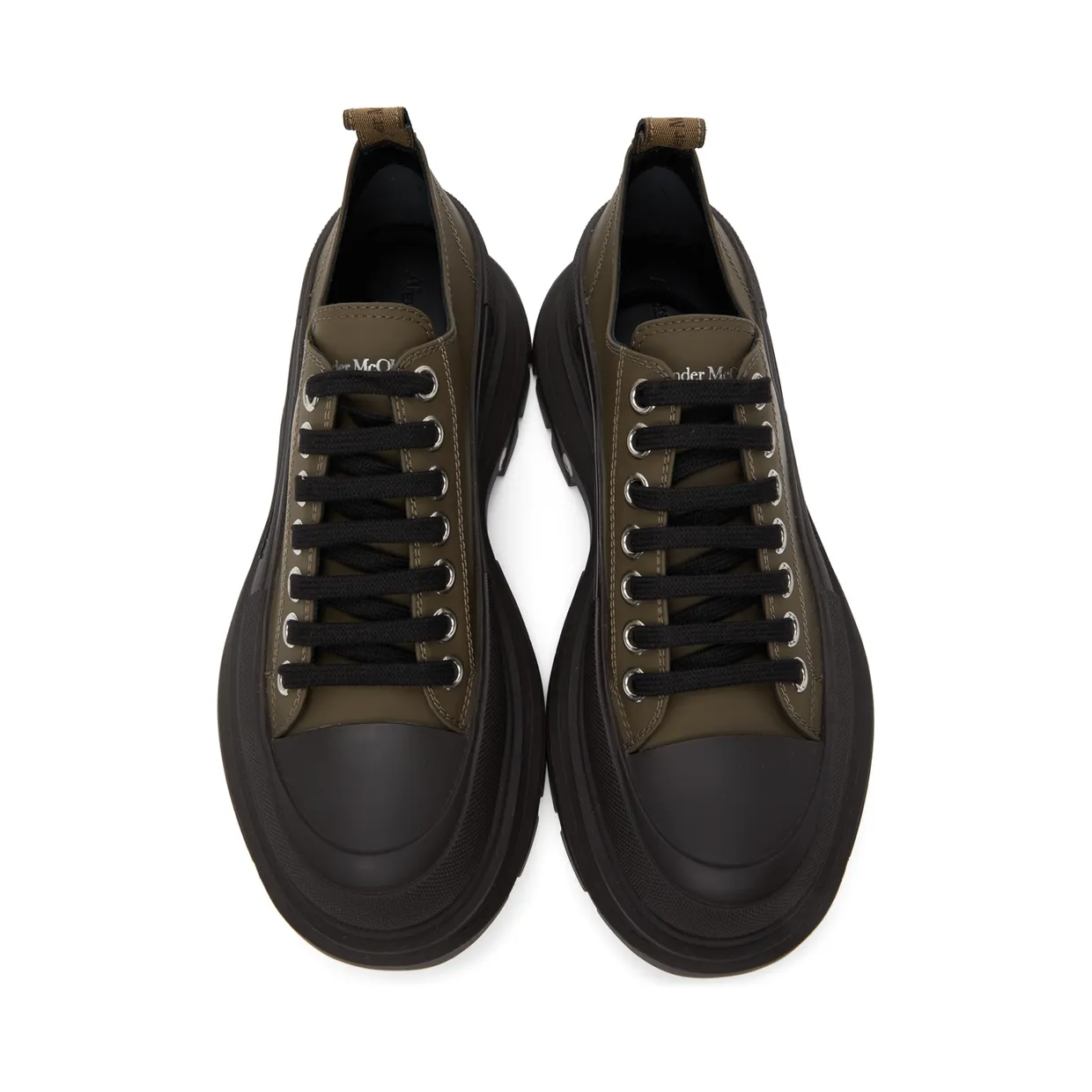 Alexander McQueen Khaki Tread Slick Low Sneakers (627225WHYK3) (5)
