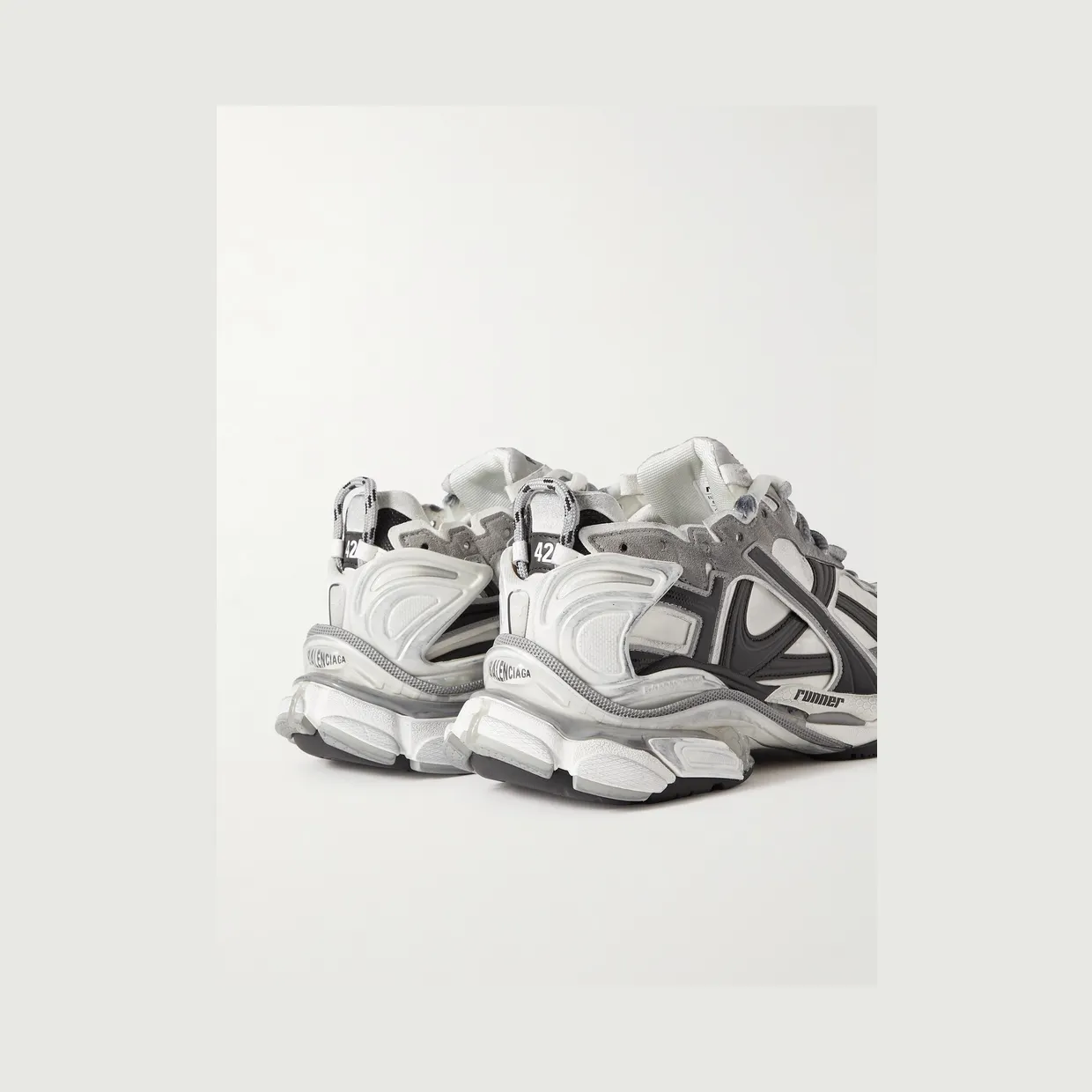 Balenciaga Runner Distressed Nylon, Suede and Rubber Sneakers Gray (772774W3RNY) (4)