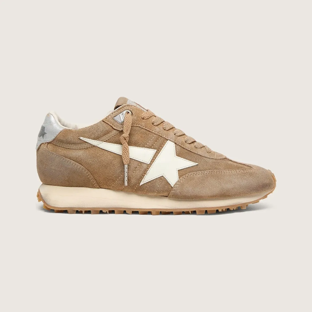 Golden Goose Women’S Marathon In Tobacco Suede With White Star (GWF01071.F008445.55777)