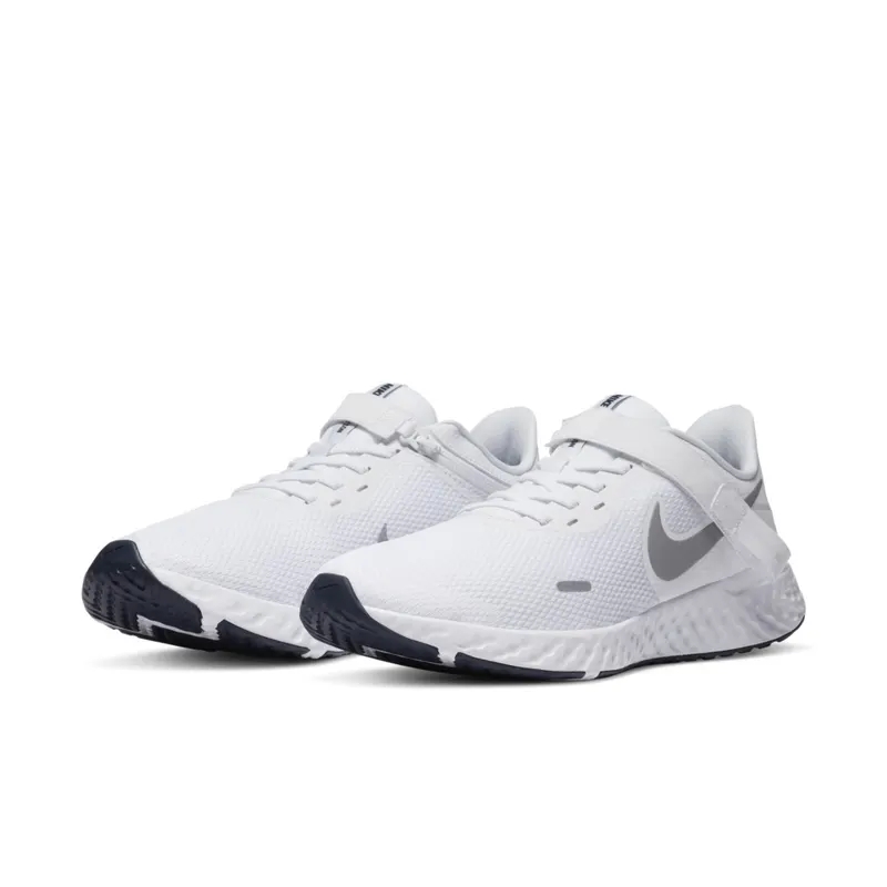 Nike Revolution 5 FlyEase White White/Midnight Navy/Metallic Silver (BQ3211-102)