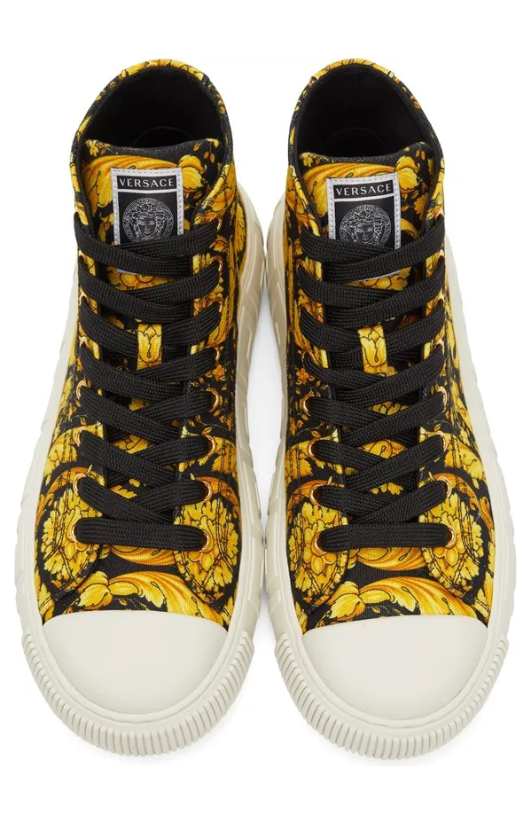 Versace Black Canvas Barocco Greca Sneakers (DSU8403 DTE4G) (5)