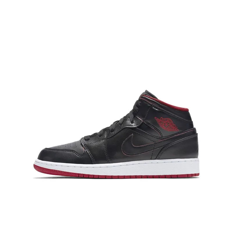 Jordan 1 Mid Lance Mountain Bred (GS) Black/White-Gym Red-Black (554725-028)
