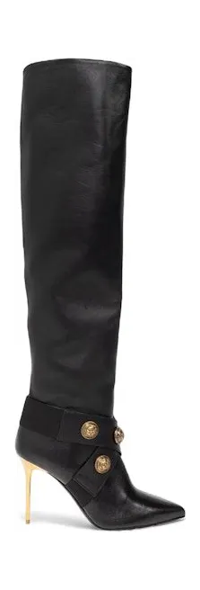 Balmain Alma Leather Boots Black (BN1TA917LNAP0PA)