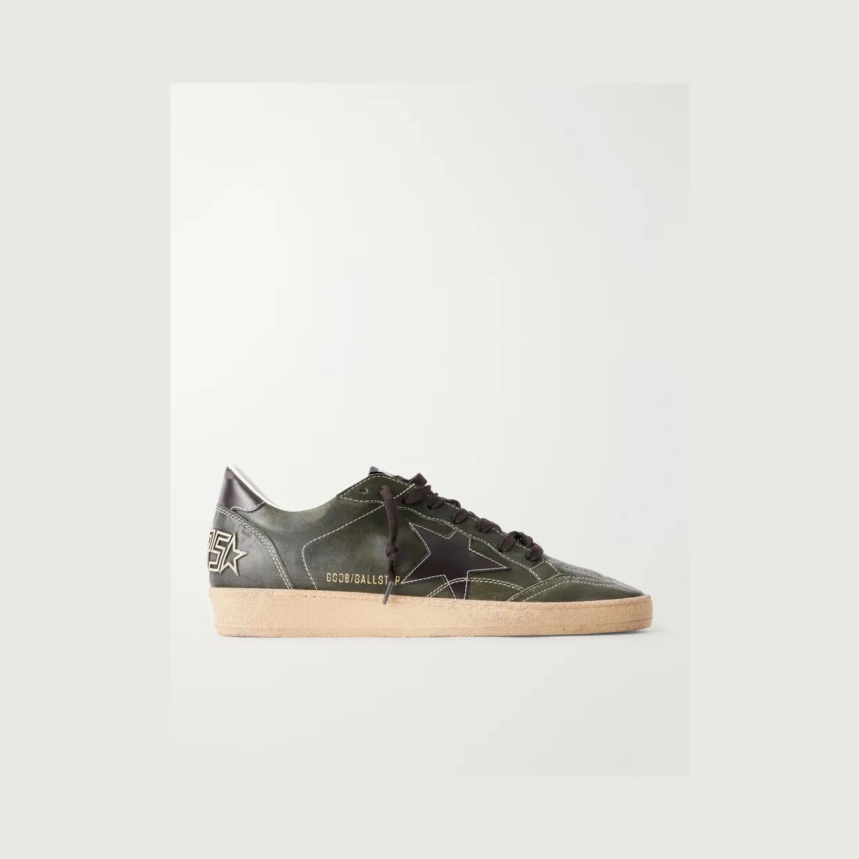 Golden Goose Ball Star Distressed Leather Sneakers Dark green (GMF00117.F008725)