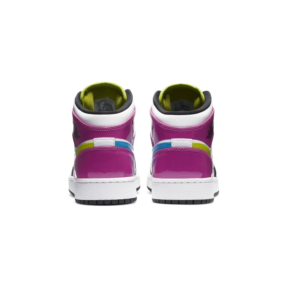 Jordan 1 Mid White Black Cyber Pink (GS) White/Cyber-Active Fuchsia-Black (CZ9835-100)