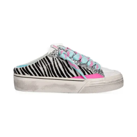 Crime London Soho met zebra-print en glitters “White” (29551PP8)