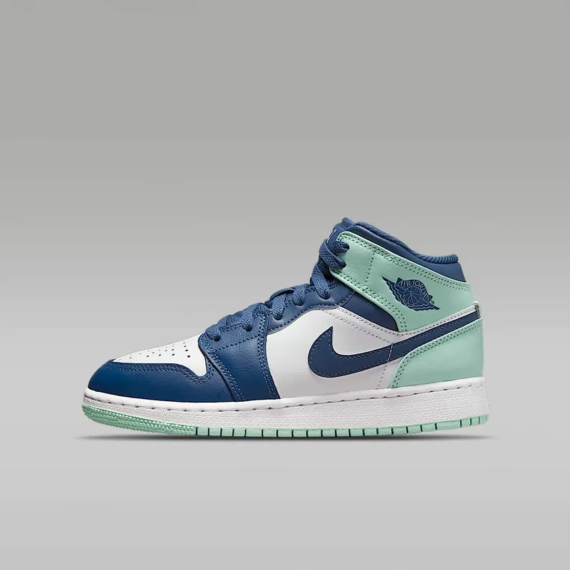 Jordan 1 Mid Blue Mint (GS) “Mystic Navy / White / Mint Foam” (554725-413)