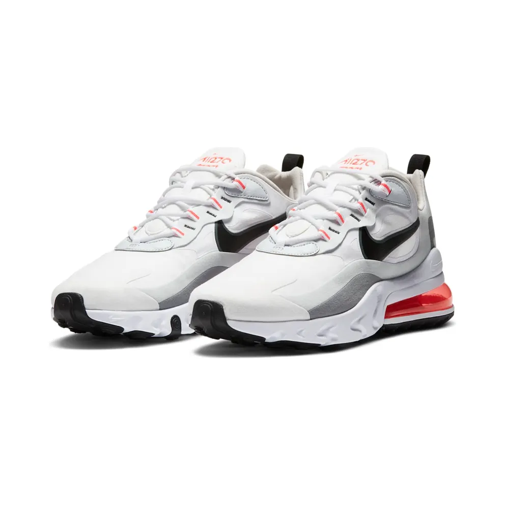 Nike Air Max 270 React “White / Flash Crimson / Cool Grey / Black” (CT1280-100)