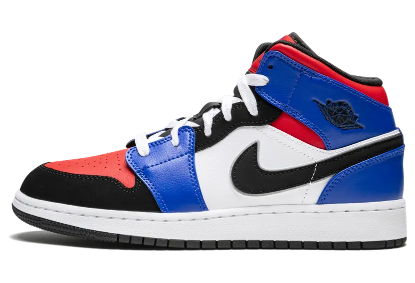 Air Jordan 1 Mid GS White Royal Blue Red (554725-124)