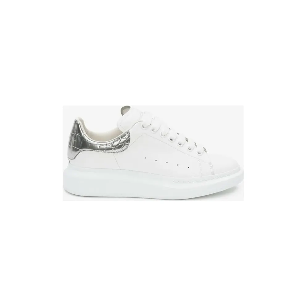 Alexander McQueen Oversized White Silver Croco (625162WHYBQ9071)