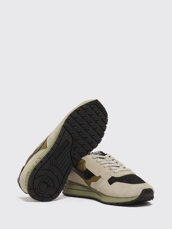 Autry Reelwind in Leather and Nylon with Worn Effect Sand (WWLMBY05)