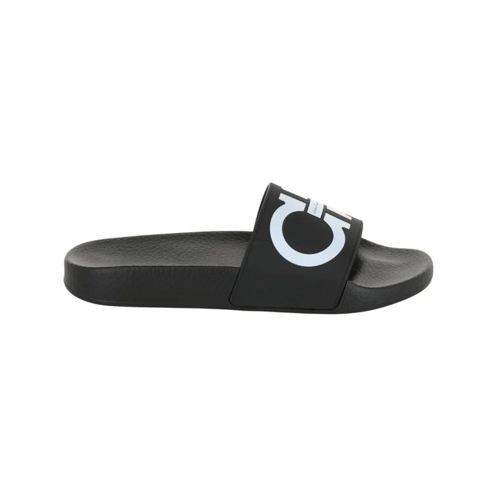 Ferragamo Groovy Dual Gancini Slides Black (01B827-744127-M)