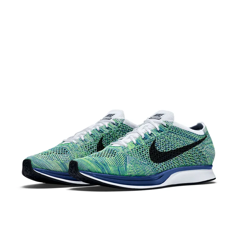 Nike Flyknit Racer Tranquil White/Black-Game Royal-Green Strike (526628-104)