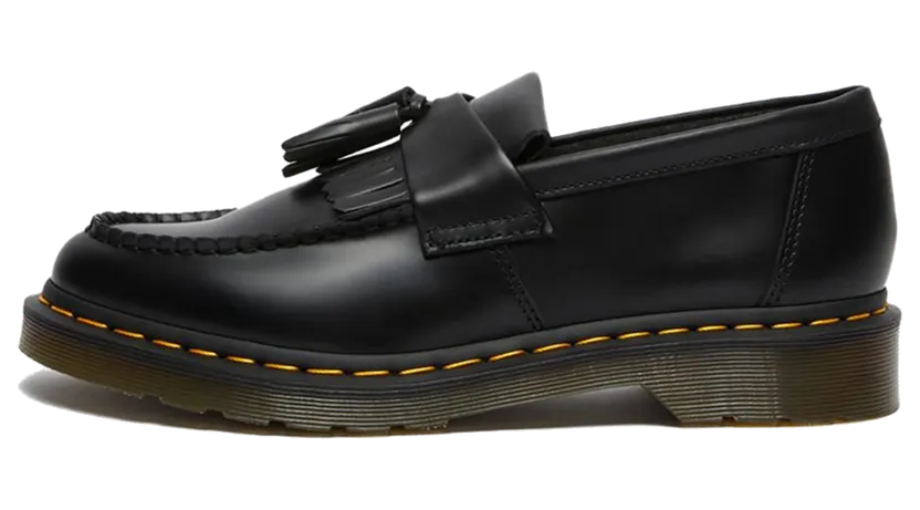 Dr Martens Adrian Yellow Stitch Leather Tassel Loafers “Black” (22209001)