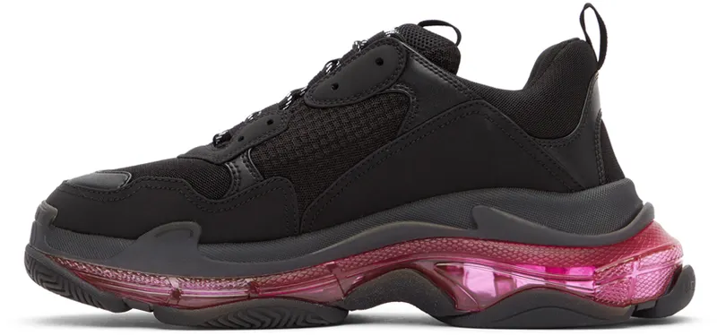 Balenciaga Black & Pink Triple S Sneakers (544351-W2FR1)