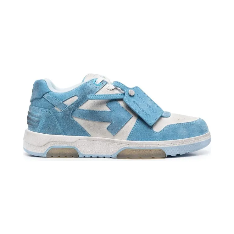 OFF-WHITE OOO Low Out Of Office Vintage Suede White Light Blue (OMIA189S23LEA0110140)