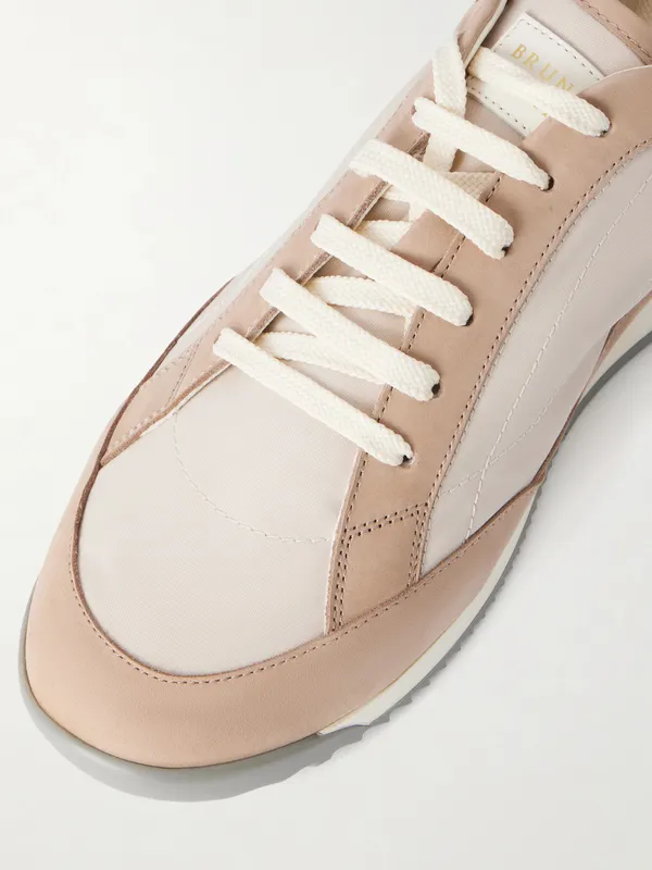 Brunello Cucinelli Suede-Trimmed Canvas Sneakers Beige (MPUYRGA353) (5)