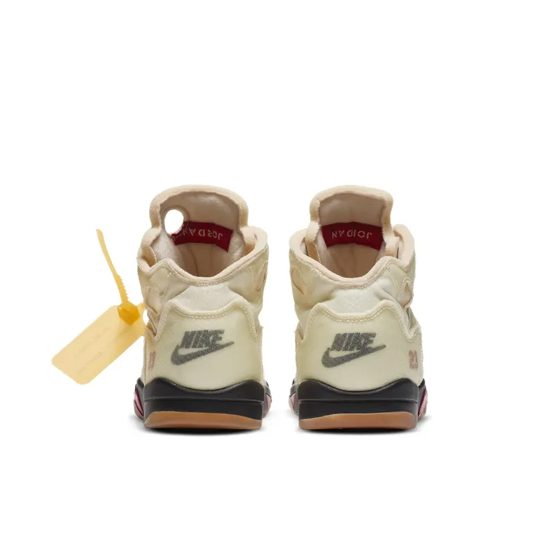 Jordan 5 Retro OFF-WHITE Sail (PS) Sail/Fire Red-Muslin-Black (CV4827-100)
