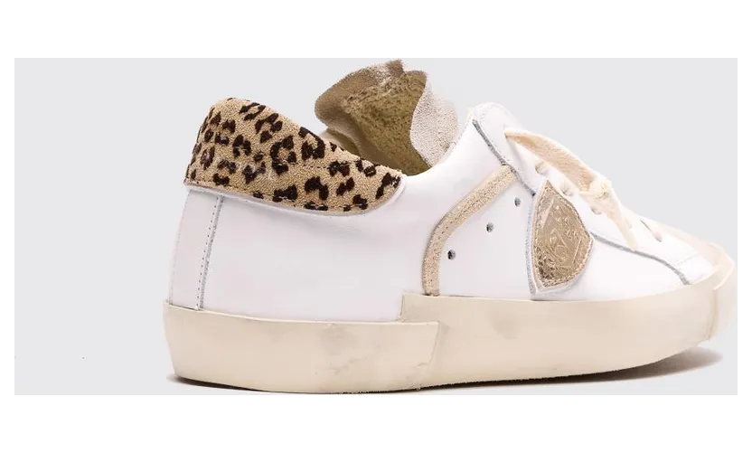 Philippe Model Paris Sneakers in Used Leather and Pony Skin White (PRLDVL14)