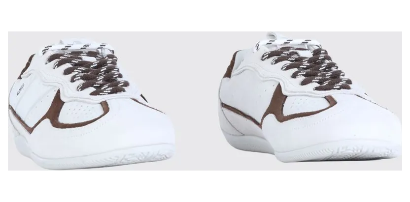 Alohas Two-Tone Leather and Suede Sneakers with Printed Logo White (S10111402)