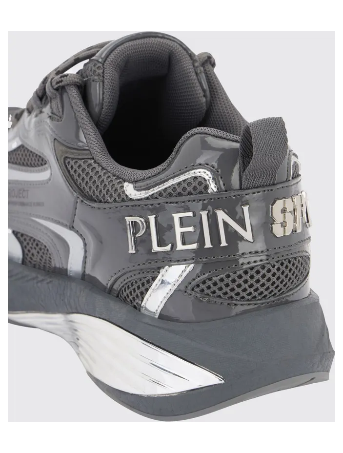 Plein Sport Pegasus Project Mesh And Patent Leather Sneakers Grey (FAESUSC0848STE003N72) (3)