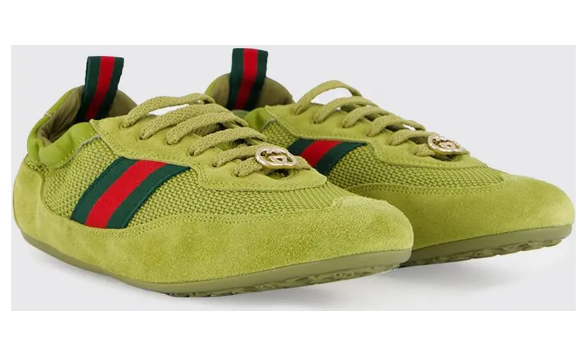 Gucci Shift Suede and Mesh Sneakers Green (857963AAF1Z3150)
