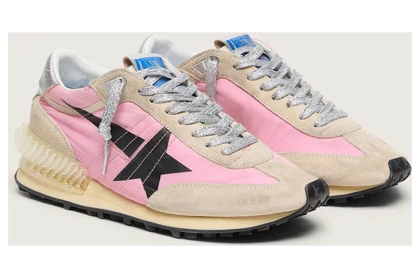 Golden Goose Marathon In Pink Nylon And Beige Suede With Black Printed Star (GWF00684.F006720.25751) (2)