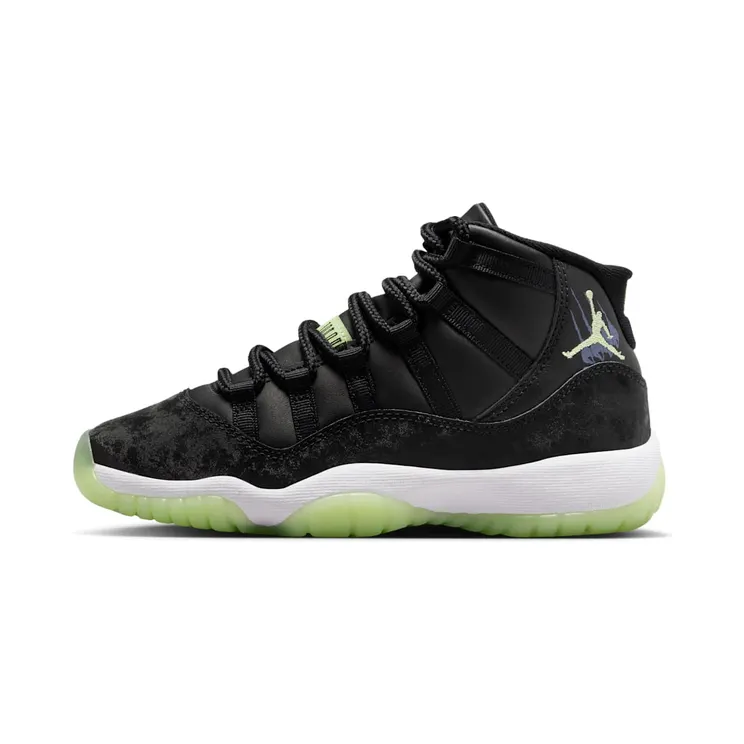 Air Jordan 11 GS “Black / Dark Raisin / White / Barely Volt” (IB1378-001)