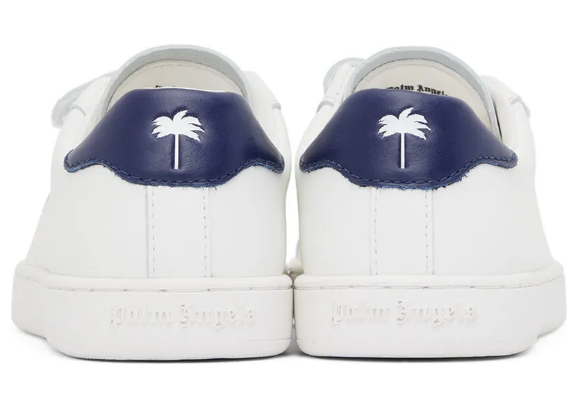 Palm Angels Kids White& Navy Palm 1 Strap Sneakers (PBIA006S22LEA0010146) (2)