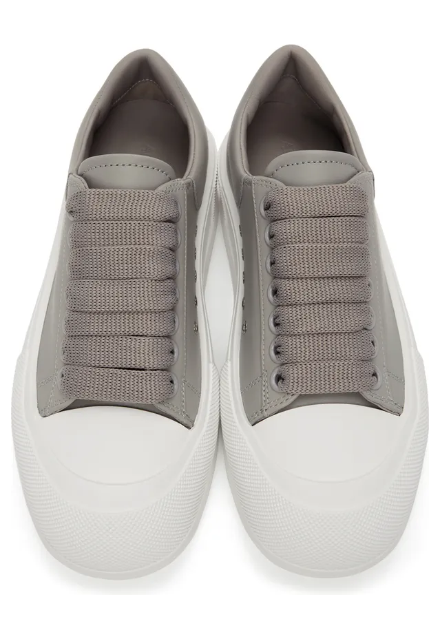 Alexander McQueen Black & White Leather Deck Plimsoll Sneakers (667245WIAB6) (5)