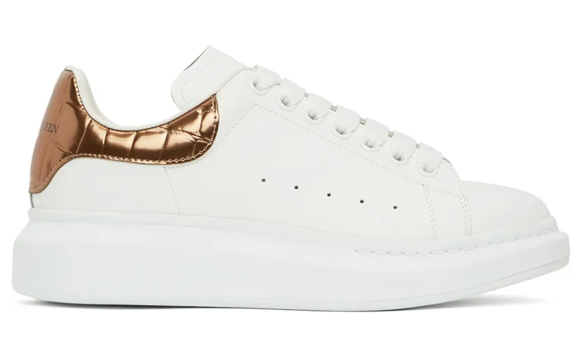 Alexander McQueen White & Silver Croc Oversized Sneakers (625162WHYBQ)