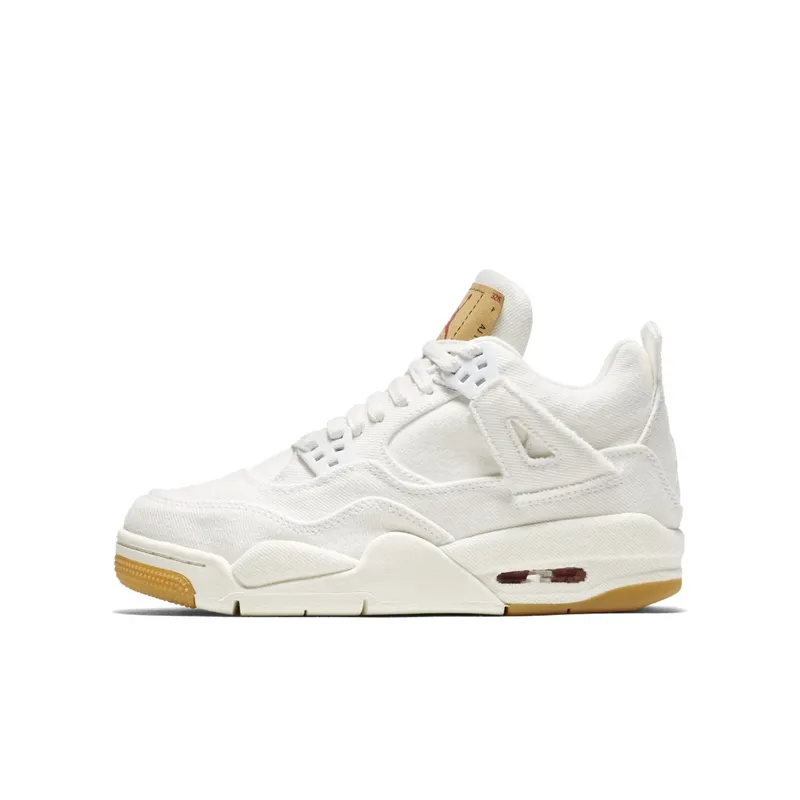 Jordan 4 Retro Levi’s White (GS) (Levi’s Tag) White/White-White (AQ9103-100)