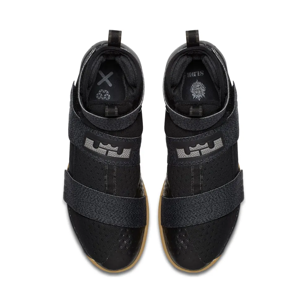 LeBron Soldier 10 “FLYEASE” Black/Gum Medium Brown-Metallic Dark Grey (917338-009)