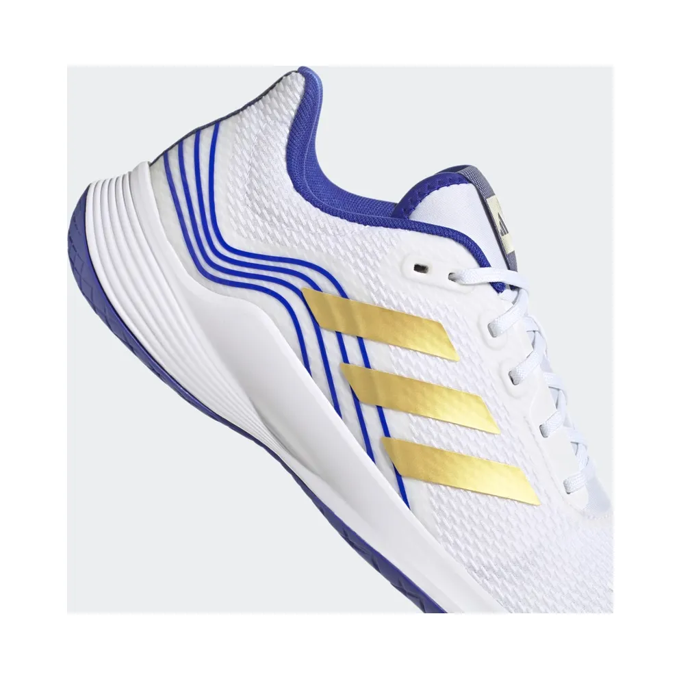 adidas Novaflight Volleyball Shoes Cloud White / Matte Gold / Lucid Blue (HQ3514)