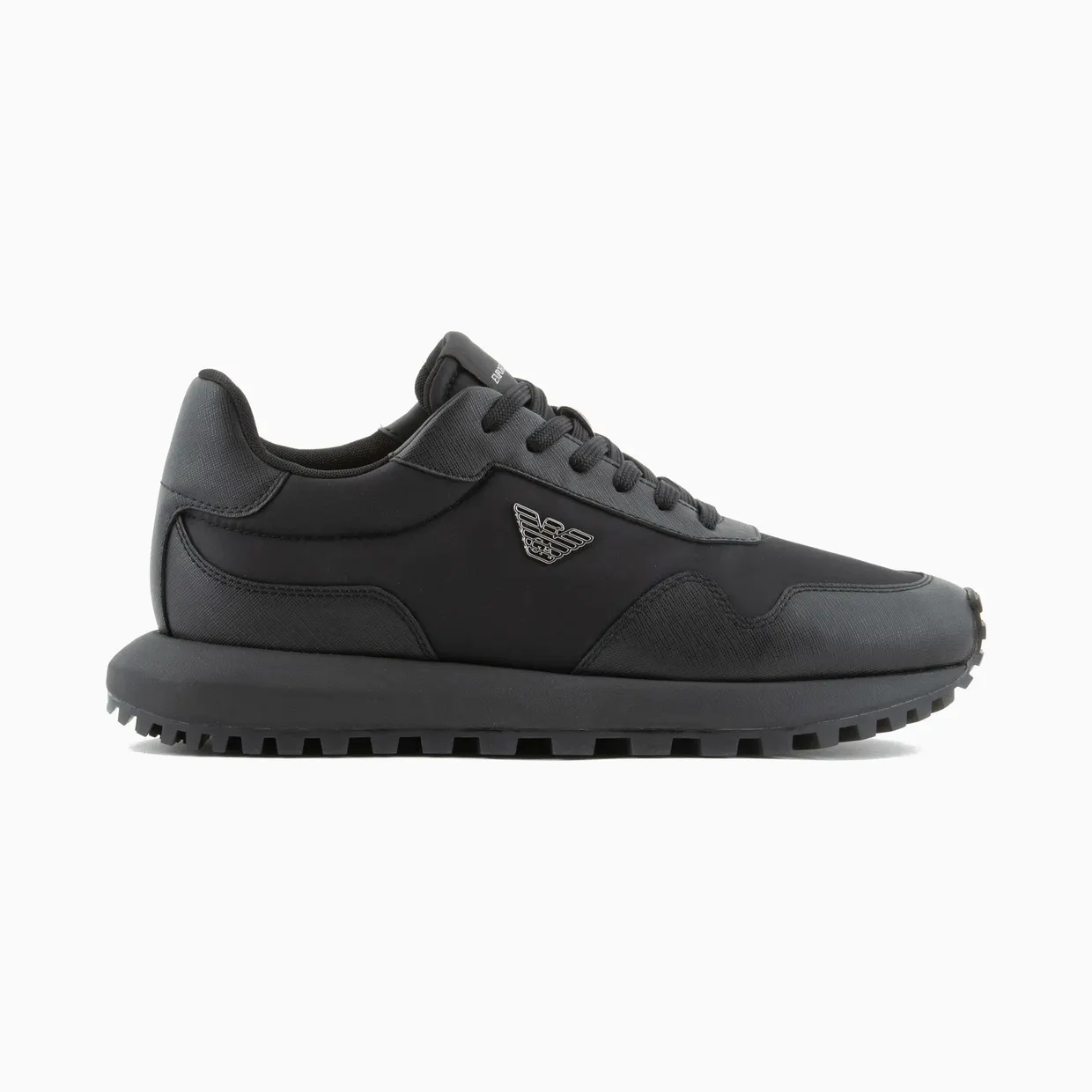 Armani Recycled Nylon Sneakers With Regenerated Saffiano Details (EM003738-AF19532-MC005)