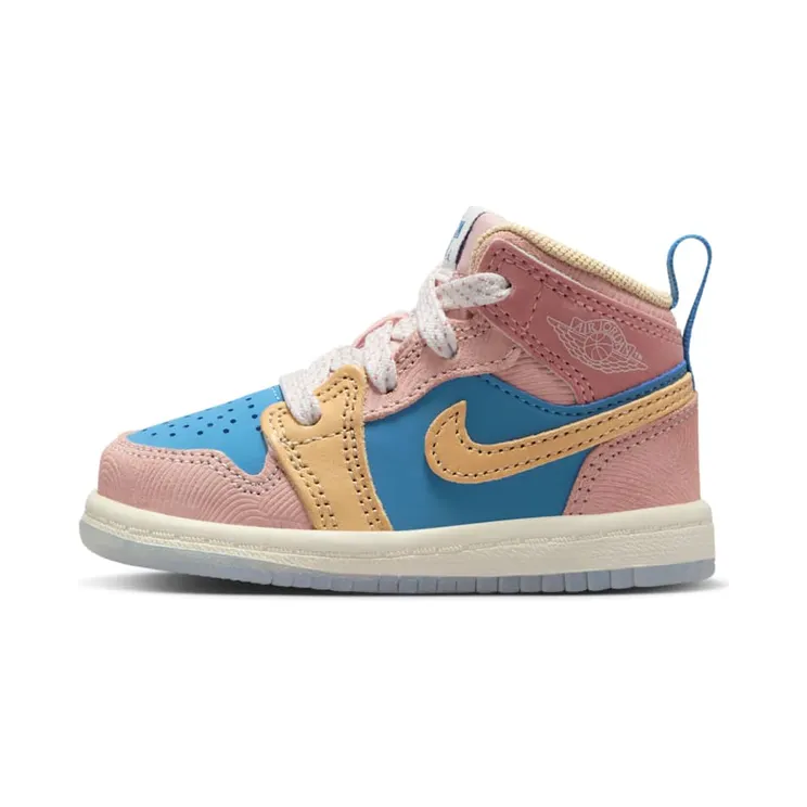 Jordan 1 Mid School “Aegean Storm / Pink Oxford / Red Stardust / Hemp” (FN7539-400)