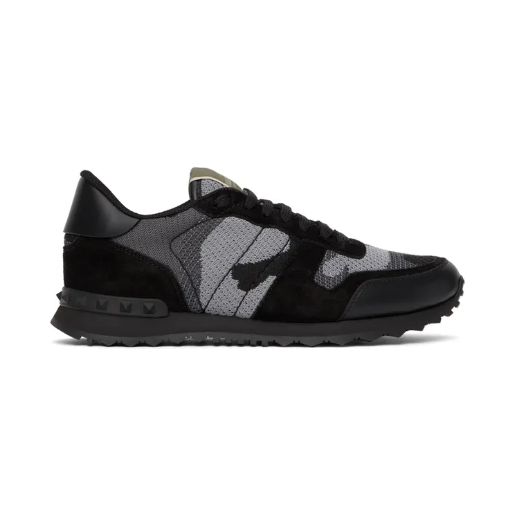 Valentino Garavani Black & Blue Camo Rockrunner Sneakers (WY0S0723QRK)