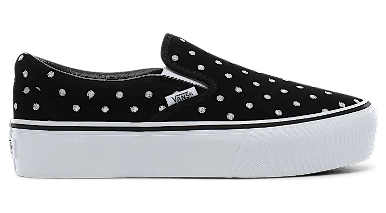 VANS Suède Polka Dot Classic Slip-on Platform Schoenen (Zwart)