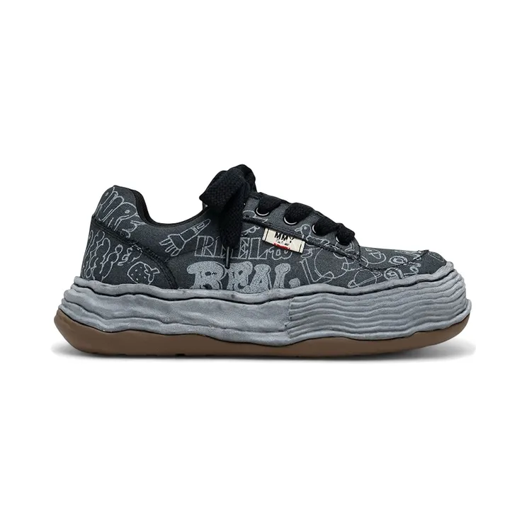 Maison Mihara Yasuhiro Oliver OG Sole Graffiti Printed Canvas Low Black (A16FW705-BLKBLK)