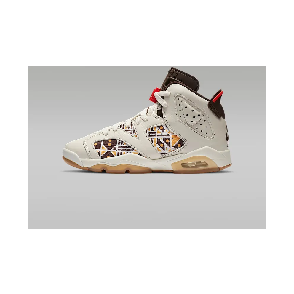 Jordan 6 Retro Quai54 Sail Brown 2020 (GS) Sail/Team Orange-Gum Light Brown-Baroque Brown (CZ6506-100)