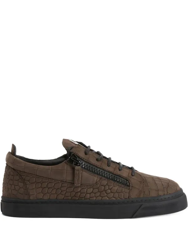 Giuseppe Zanotti Frankie sneakers with krokodillen-reliëf and rits – Brown (RU50034H01)