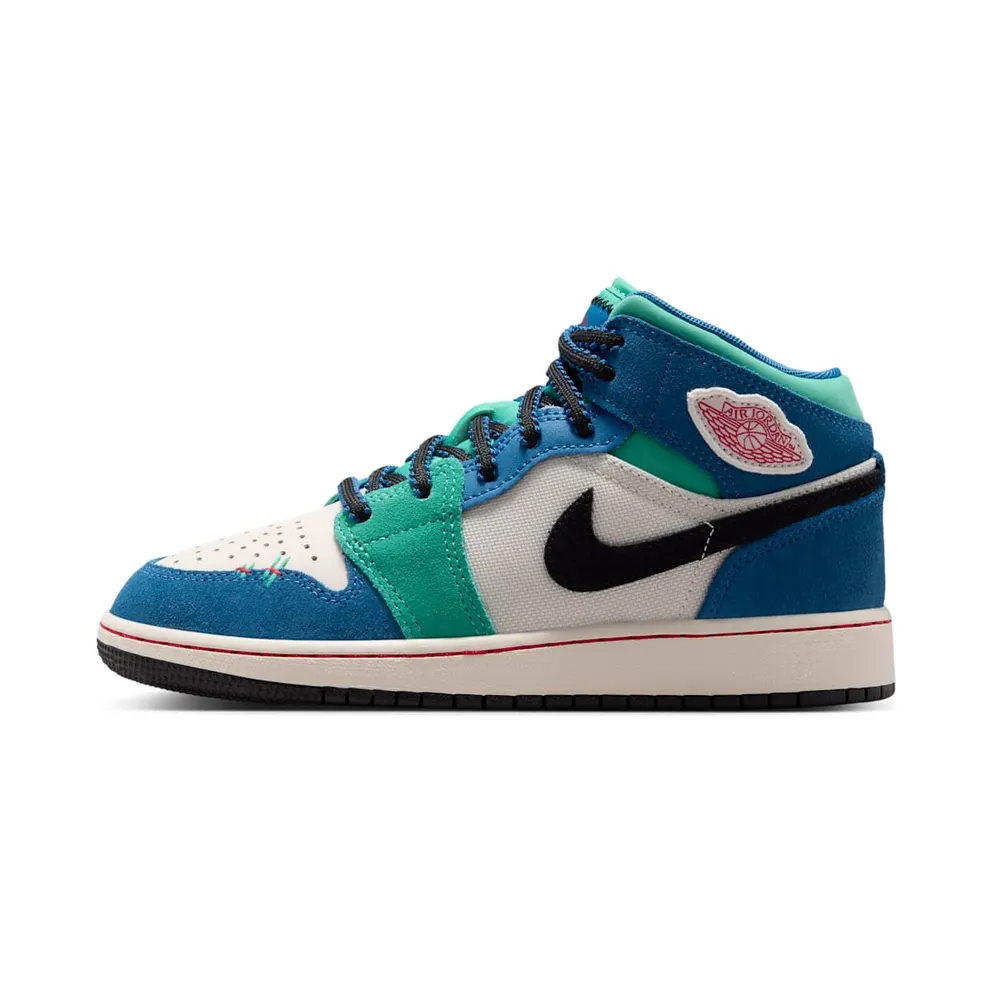 Nike Air Jordan 1 Mid SE “Chalk/True Blue/Kinetic Green/University Red” (IO2065-100)