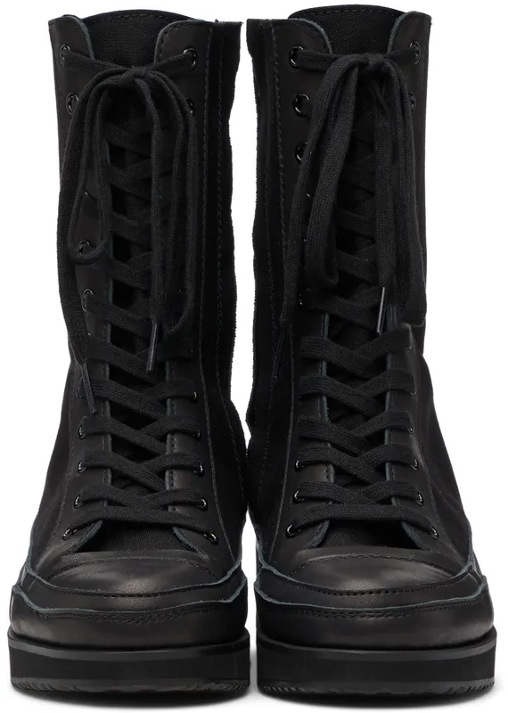 Yohji Yamamoto Black Canvas Heeled High Top Sneakers (FX-E03-062)