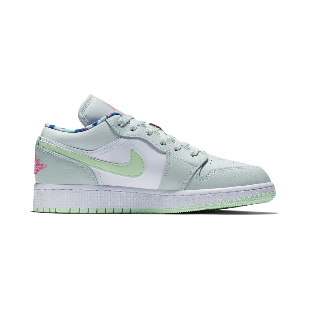 Jordan 1 Low Barely Grey Frosted Spruce (GS) Barely Grey/White-Laser Fuchsia-Frosted Spruce (554723-051)