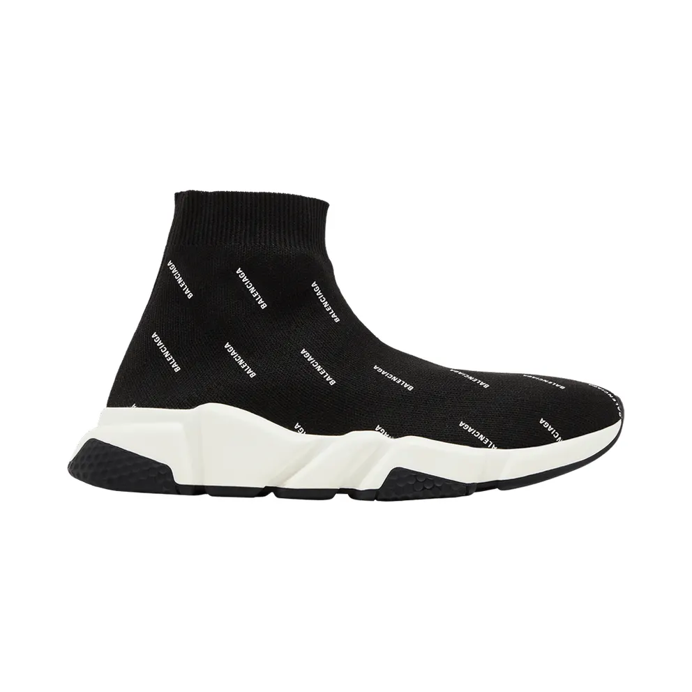 Balenciaga Speed Trainer Logo Print Black White 2020 (W) (525721 W0650 1006)